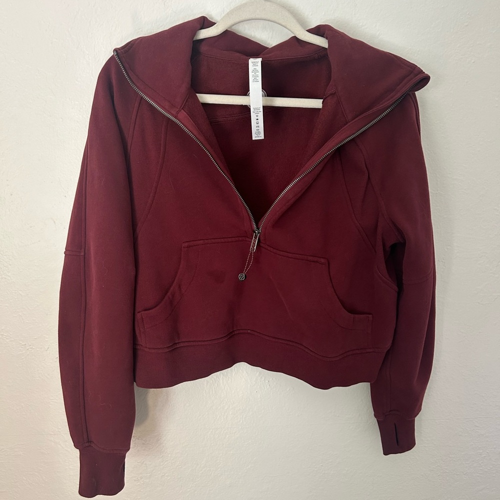 Lululemon 1/2 zip funnel neck scuba red merlot